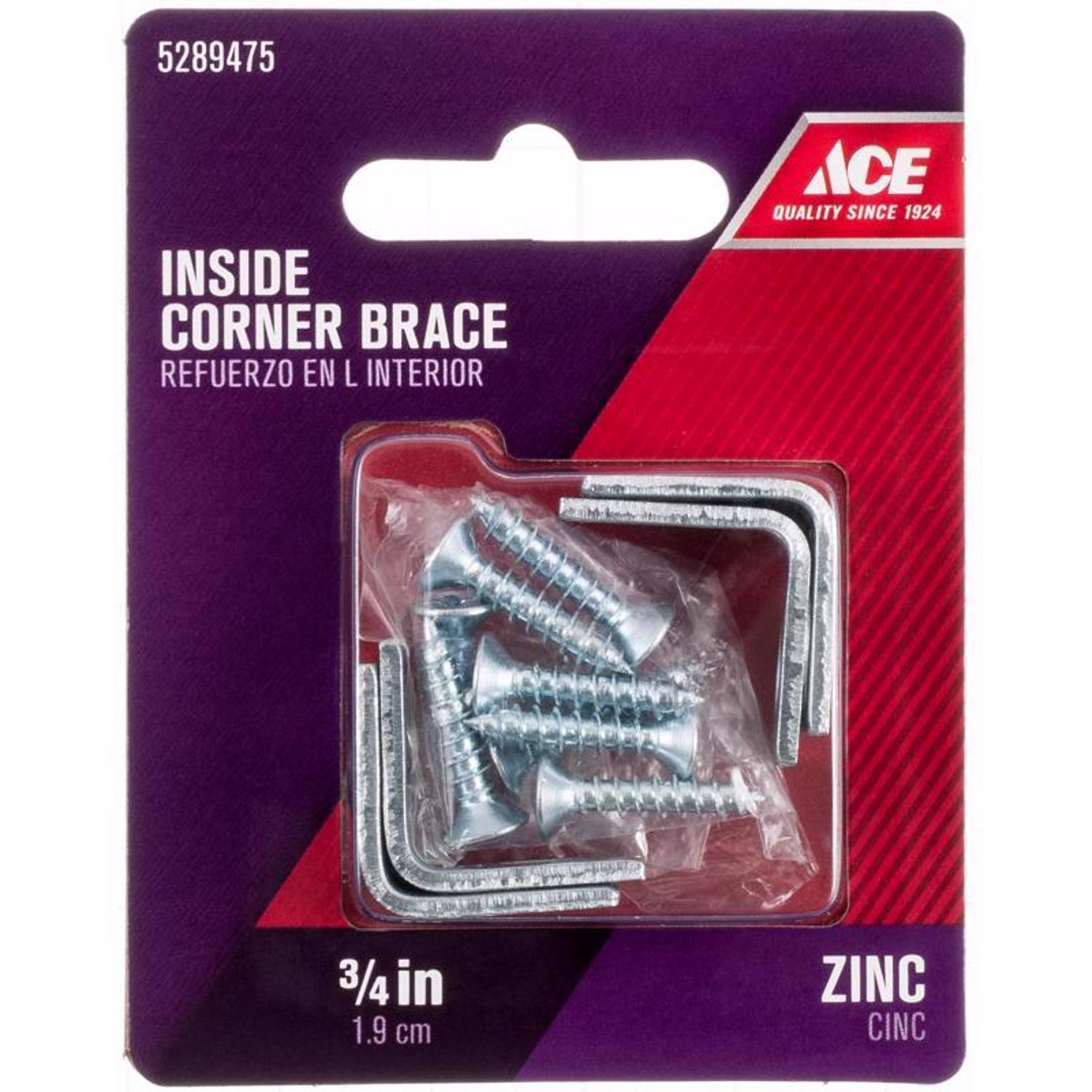 Ace 3/4 in. H X 2.75 in. W X 3/4 in. D Zinc Inside L Corner Brace