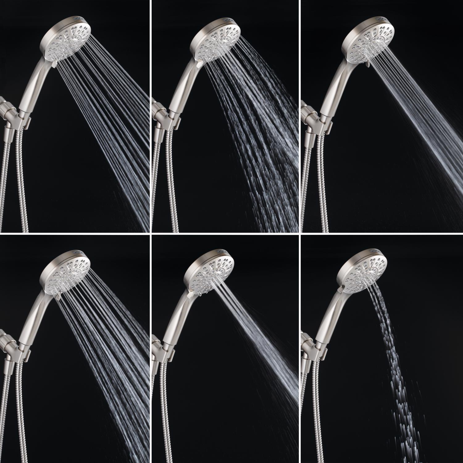 Oakbrook Collection Brushed Nickel ABS Plastic 6 settings Handheld Showerhead 1.8 gpm