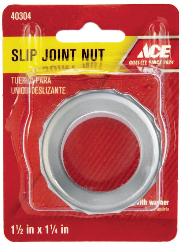 Ace 1-1/2 in. D Chrome Rubber Slip Joint Nut and Washer 1 pk