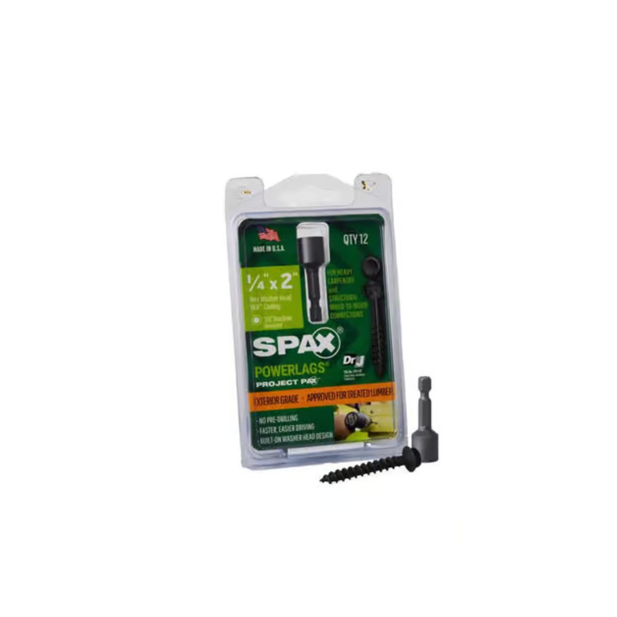 SPAX PowerLags 1/4 in. x 2 in. L Washer High Corrosion Resistant Carbon Steel Lag Screw 12 Pack