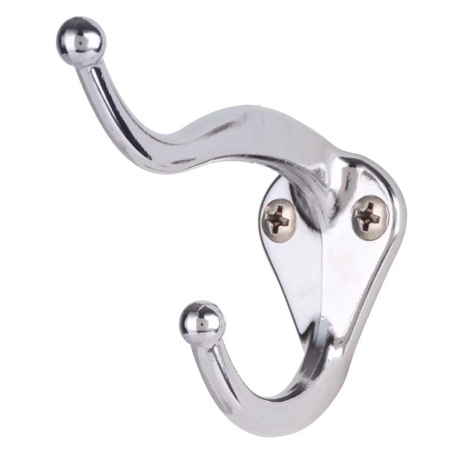 Ace 3 in. L Chrome Silver Metal Small Coat and Hat Hook 2 pk