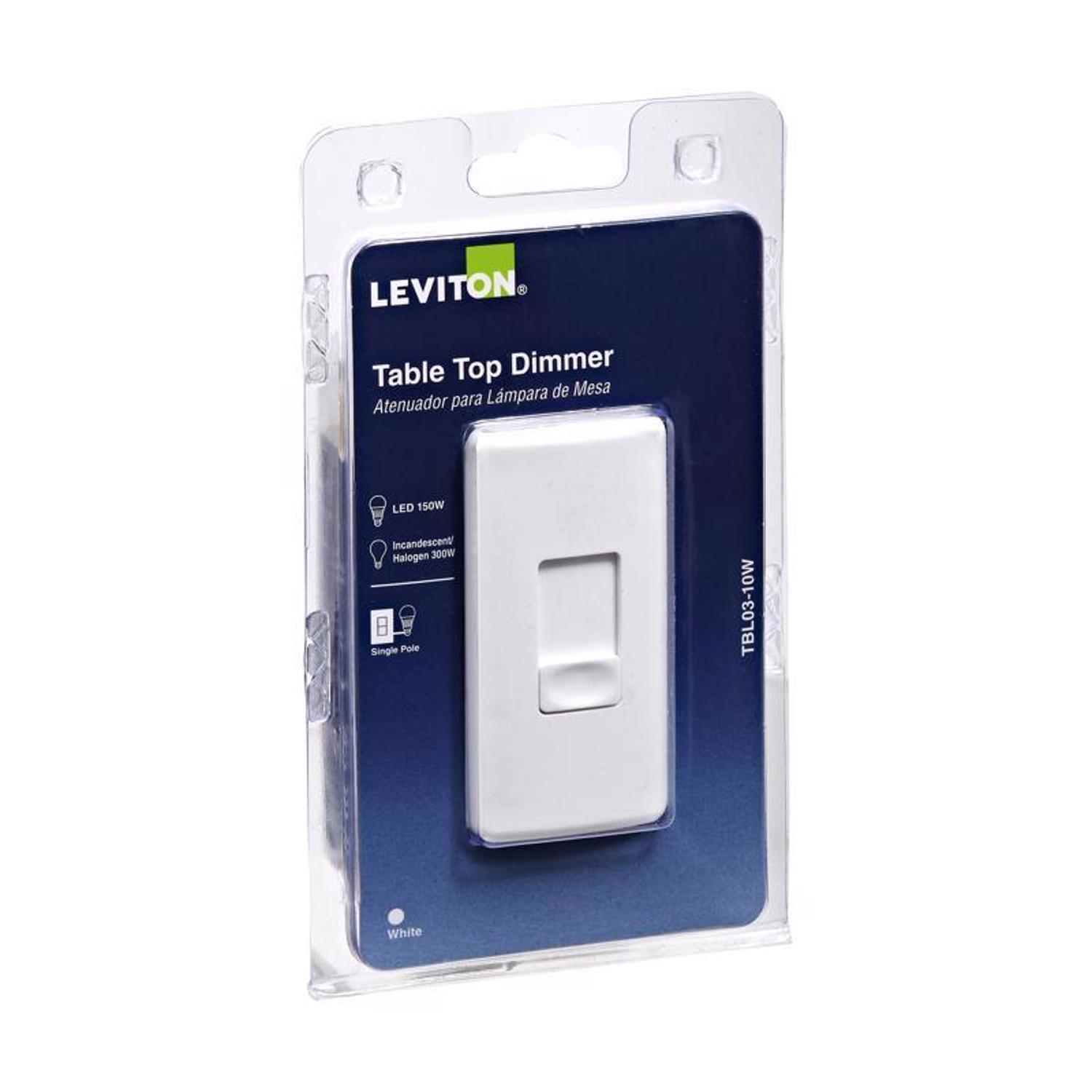 Leviton White 150/300 W Plug-In Dimmer Slide Switch 1 pk