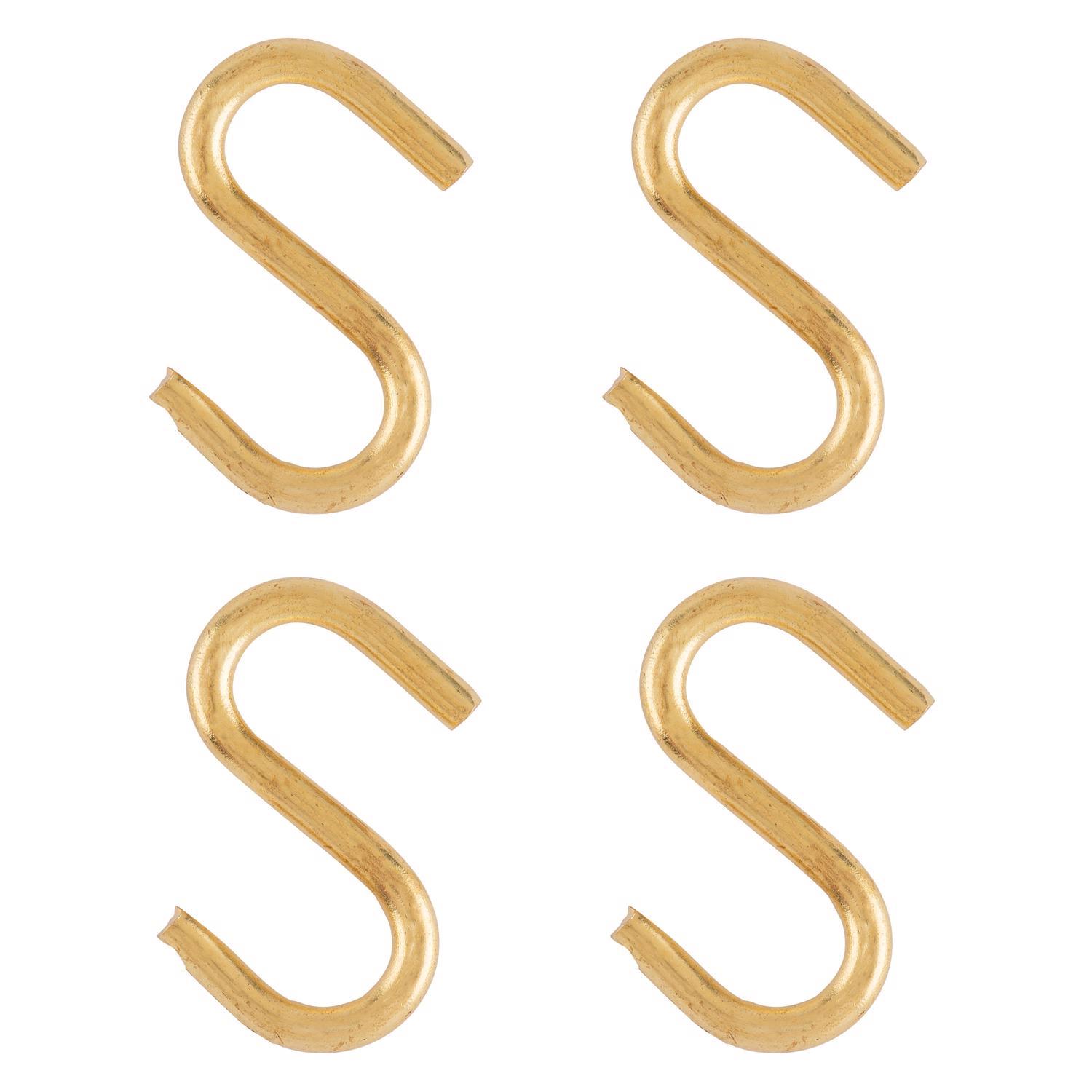 Ace Small Polished Brass Brass 3/4 in. L S-Hook 5 lb 4 pk
