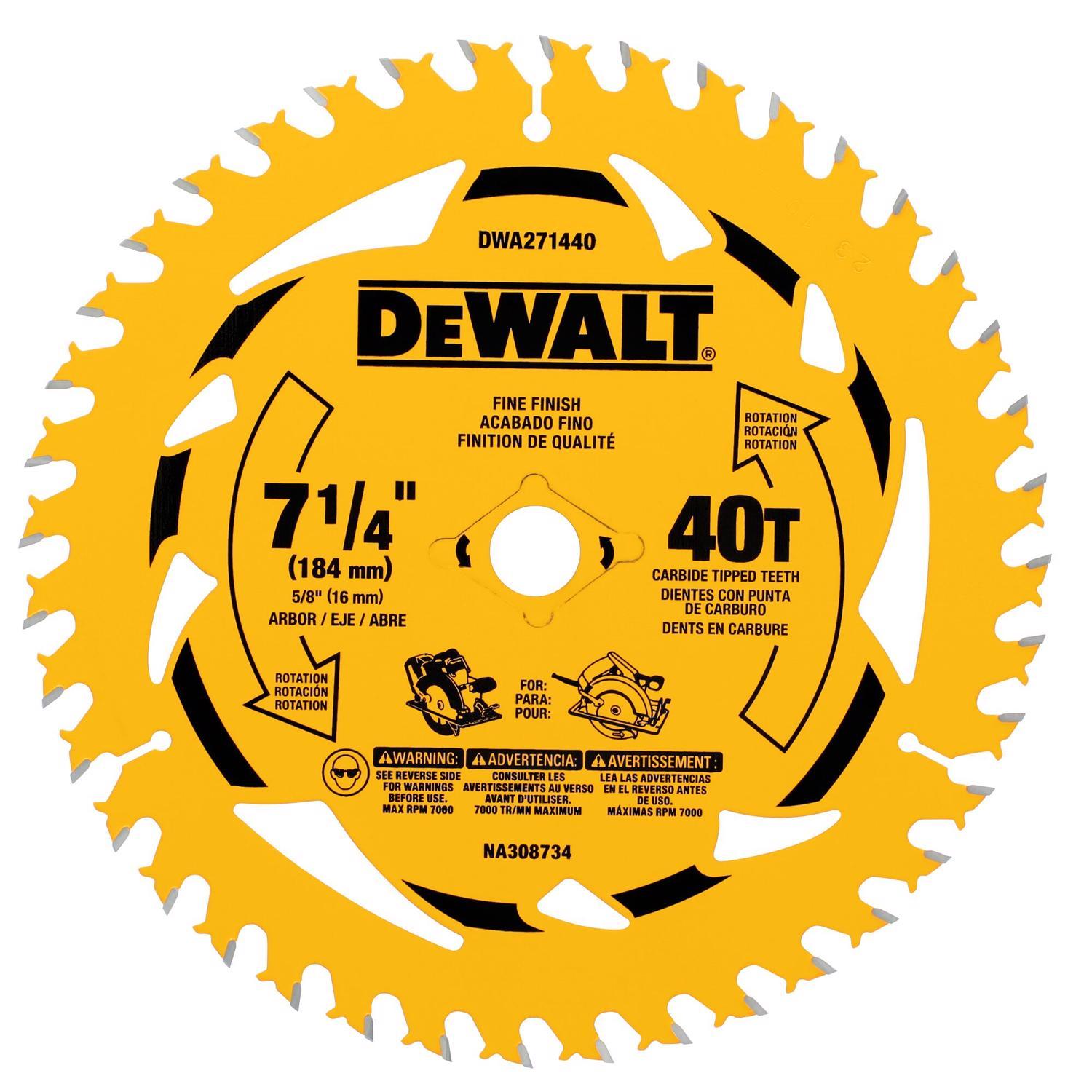 DEWALT 7-1/4 in. D X 5/8 in. Tungsten Carbide Tipped Circular Saw Blade 40 teeth 10 pk