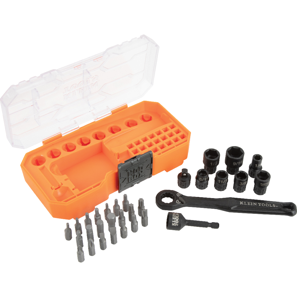 Klein KNECT 1/4-in. Drive Impact-Rated Pass Through Socket Set, 32-Piece