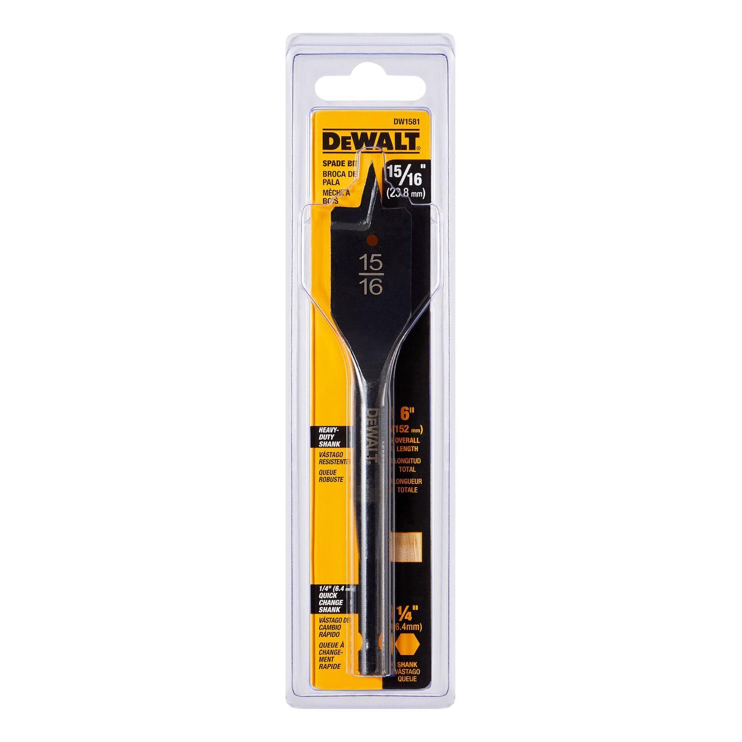 DEWALT 15/16 in. X 6 in. L Carbon Steel Spade Bit Hex Shank 1 pk