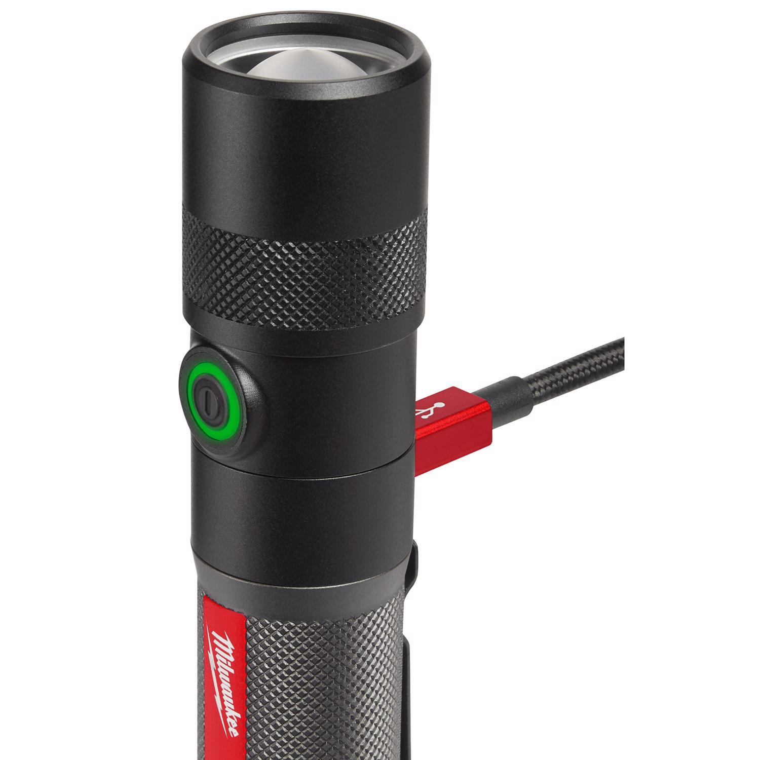 Milwaukee Redlithium 1100 lm Black LED Rechargeable Twist Flashlight