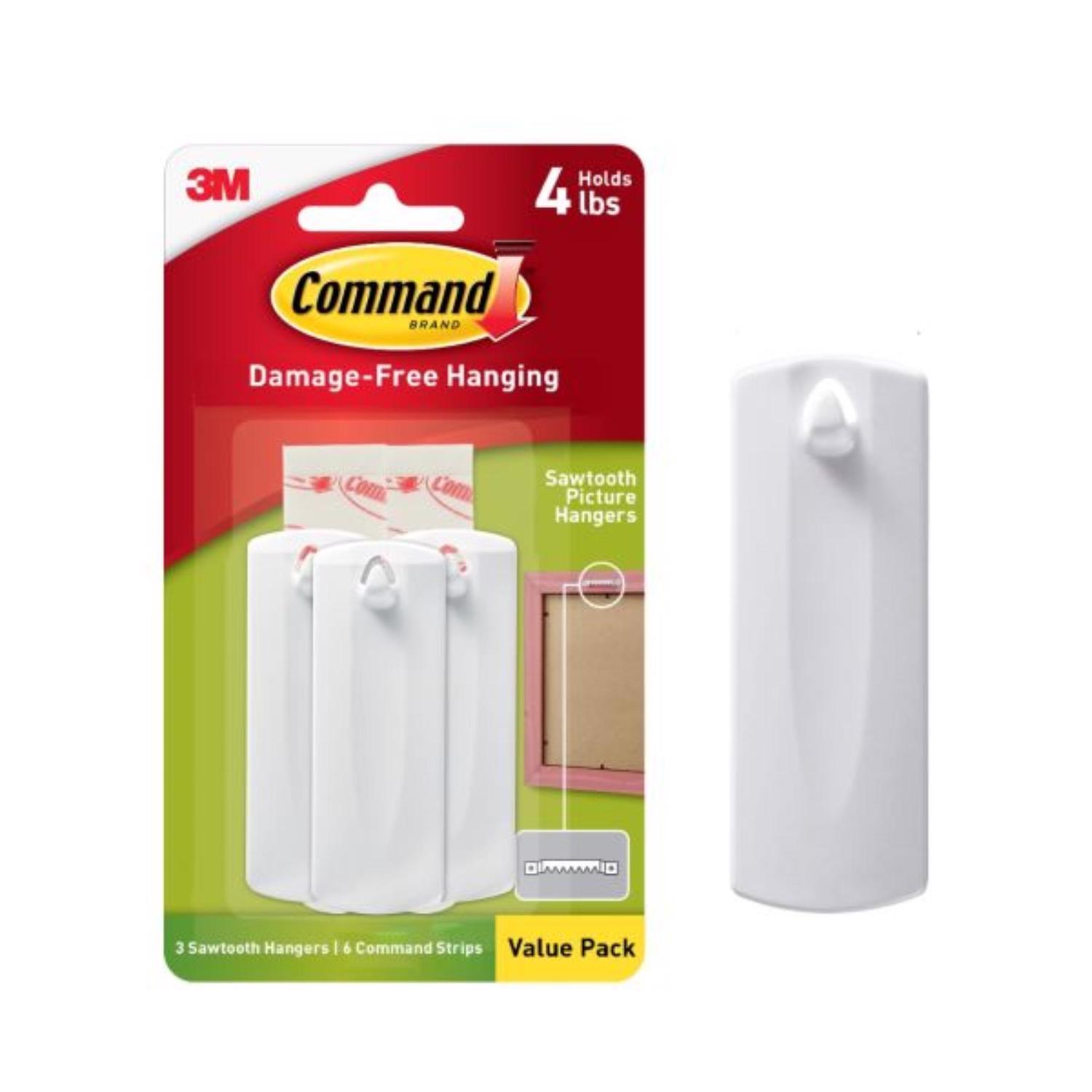 3M Command White Sawtooth Picture Hanger 4 lb 3 pk