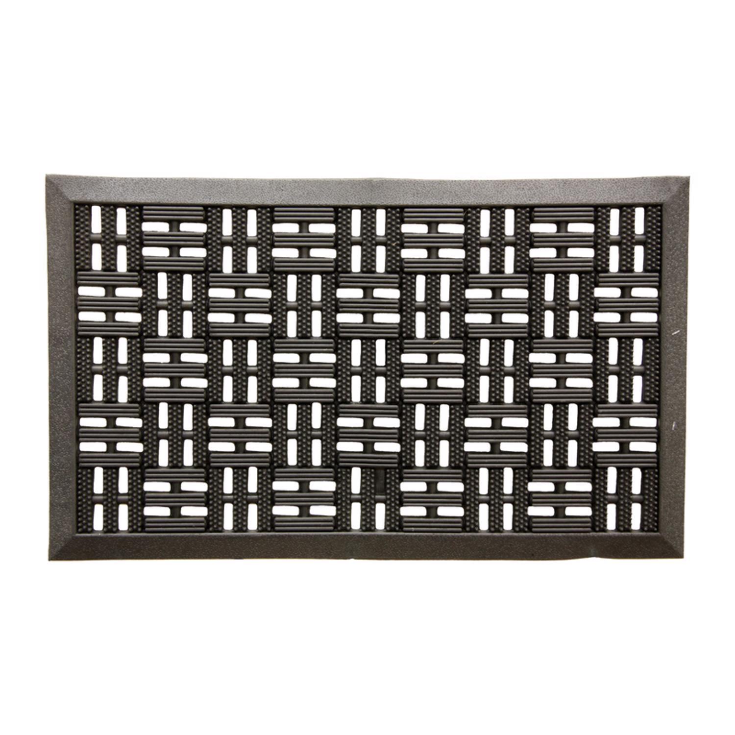 Sports Licensing Solutions 18 in. W X 30 in. L Black Trellis Scraper Rubber Door Mat