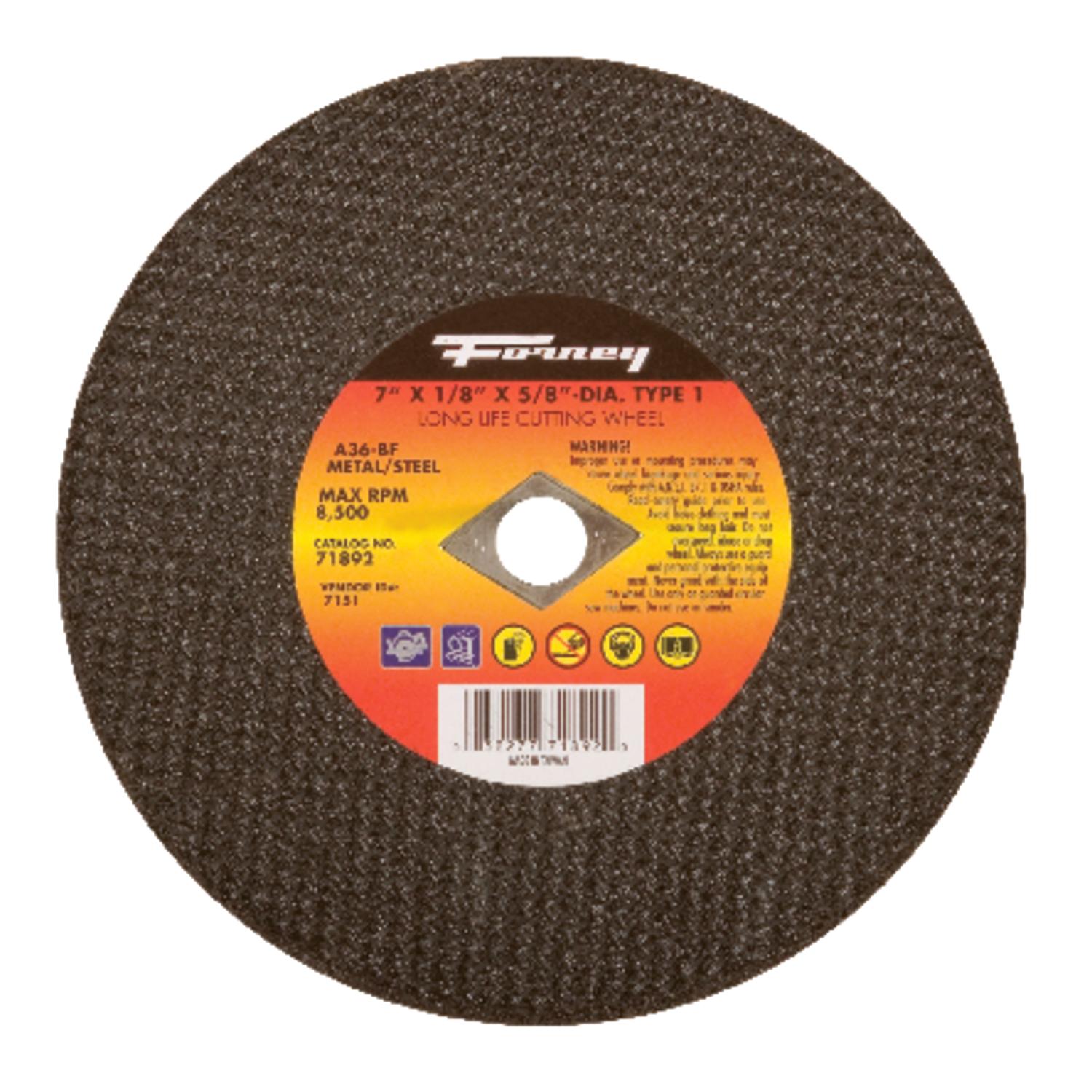 Forney 7 in. D X 5/8 in. Aluminum Oxide Metal Cut-Off Wheel 1 pc