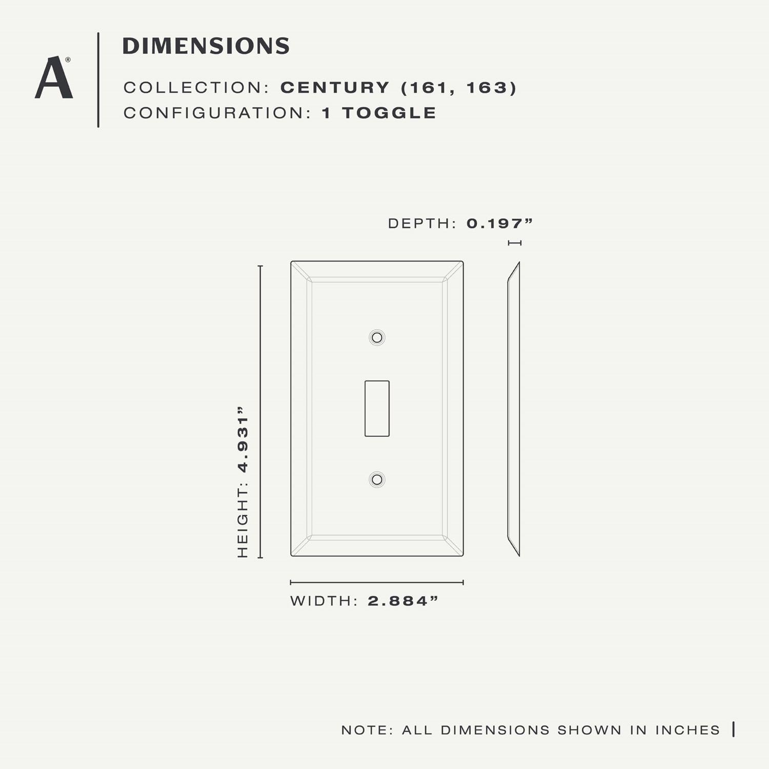 Amerelle Century Aged Bronze 1 gang Stamped Steel Toggle Wall Plate 1 pk