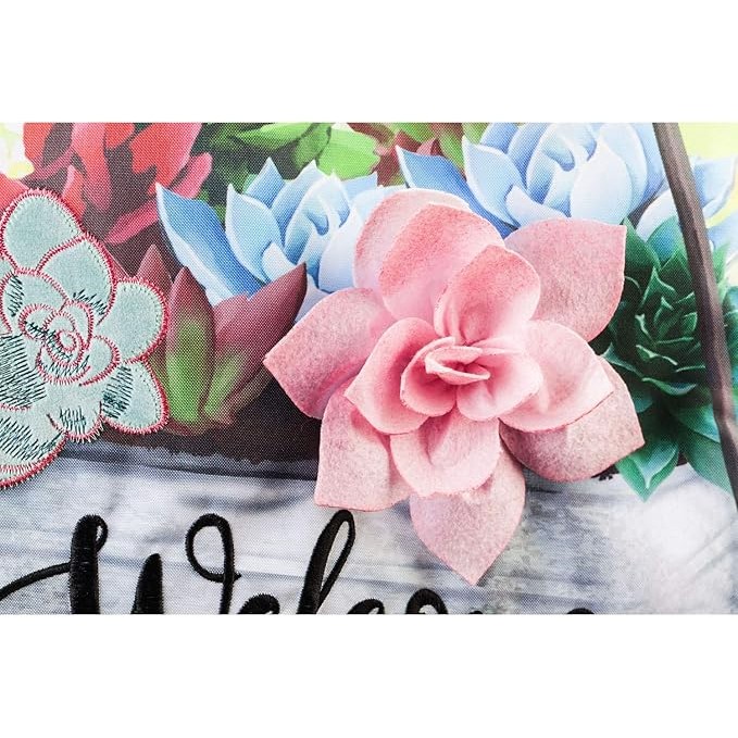 Evergreen Flag Galvanized Wagon and Succulents Linen Garden Flag - 12.5 in. x 18 in.