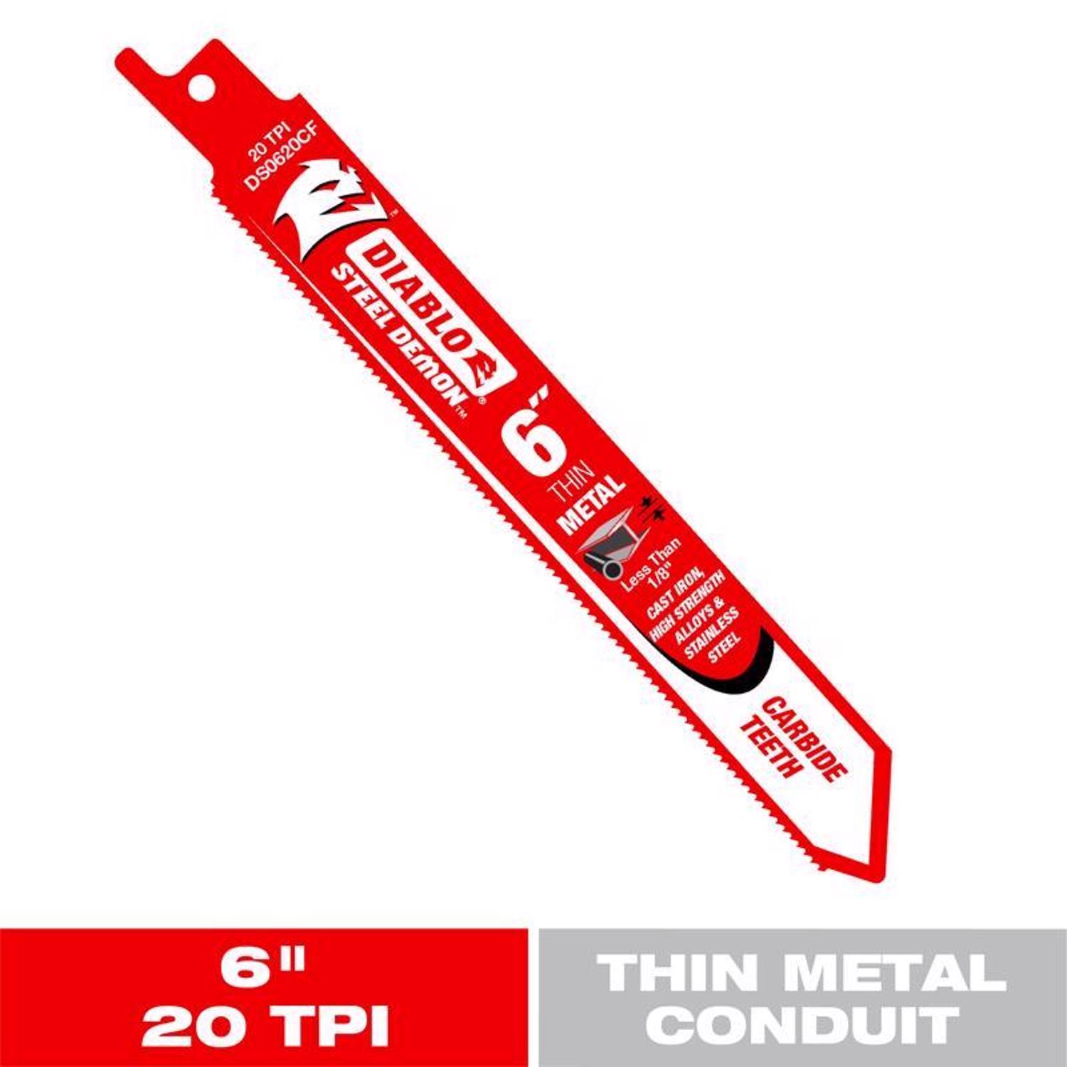 Diablo Steel Demon 6 in. Carbide Thin Metal Reciprocating Saw Blade 20 TPI 1 pc