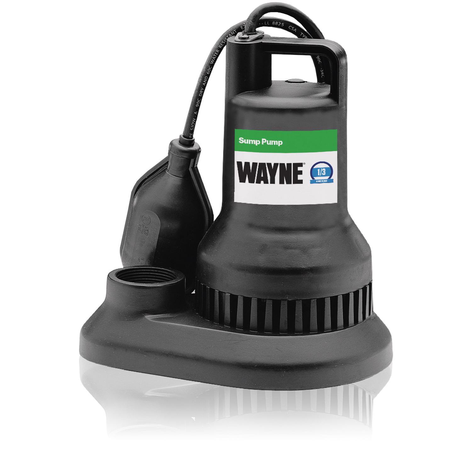 Wayne 1/3 HP 3,000 gph Thermoplastic Tethered Float Switch AC Sump Pump 8 ft.