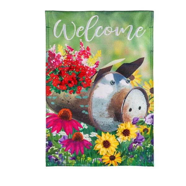 Evergreen Piggy Planter Burlap Garden Flag