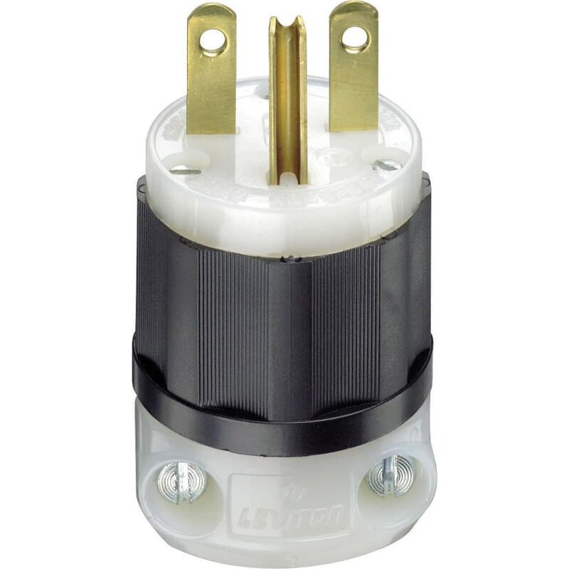 Leviton Industrial Nylon Ground/Straight Blade Plug 6-15P 18-10 AWG 2 Pole 3 Wire
