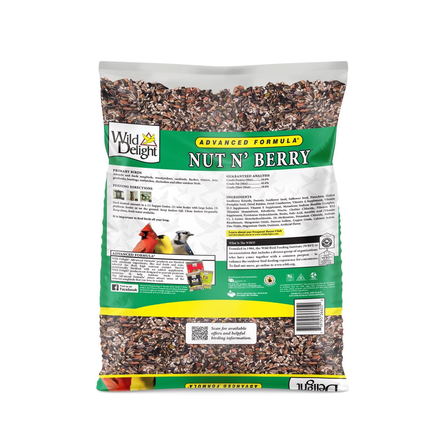 Wild Delight Nut N Berry Assorted Species Sunflower Kernels Wild Bird Food 5 lb