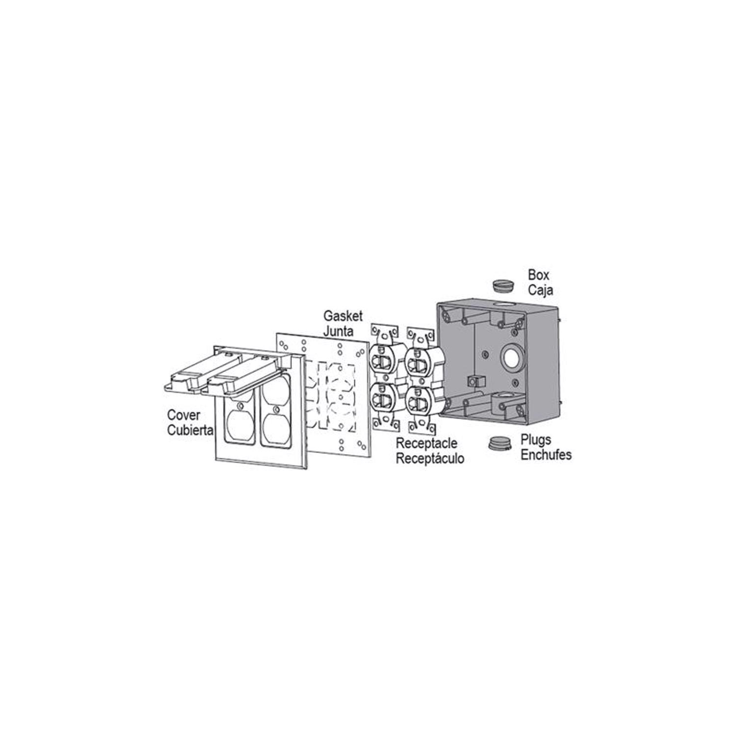 Sigma Engineered Solutions New Work 31 cu in Square Die-Cast Metal 2 gang Weatherproof Box Gray