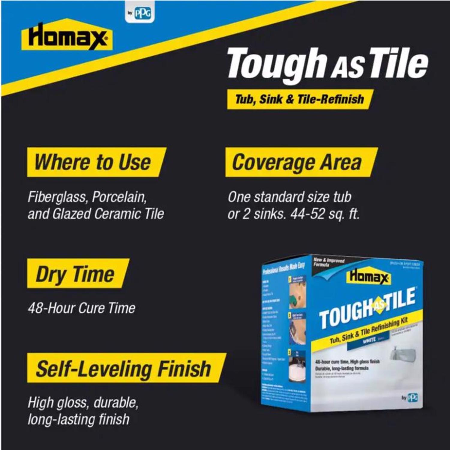 Homax Tough As Tile Epoxy Tub \u0026 Tile Finish White, 26 oz., image size:1500x1500