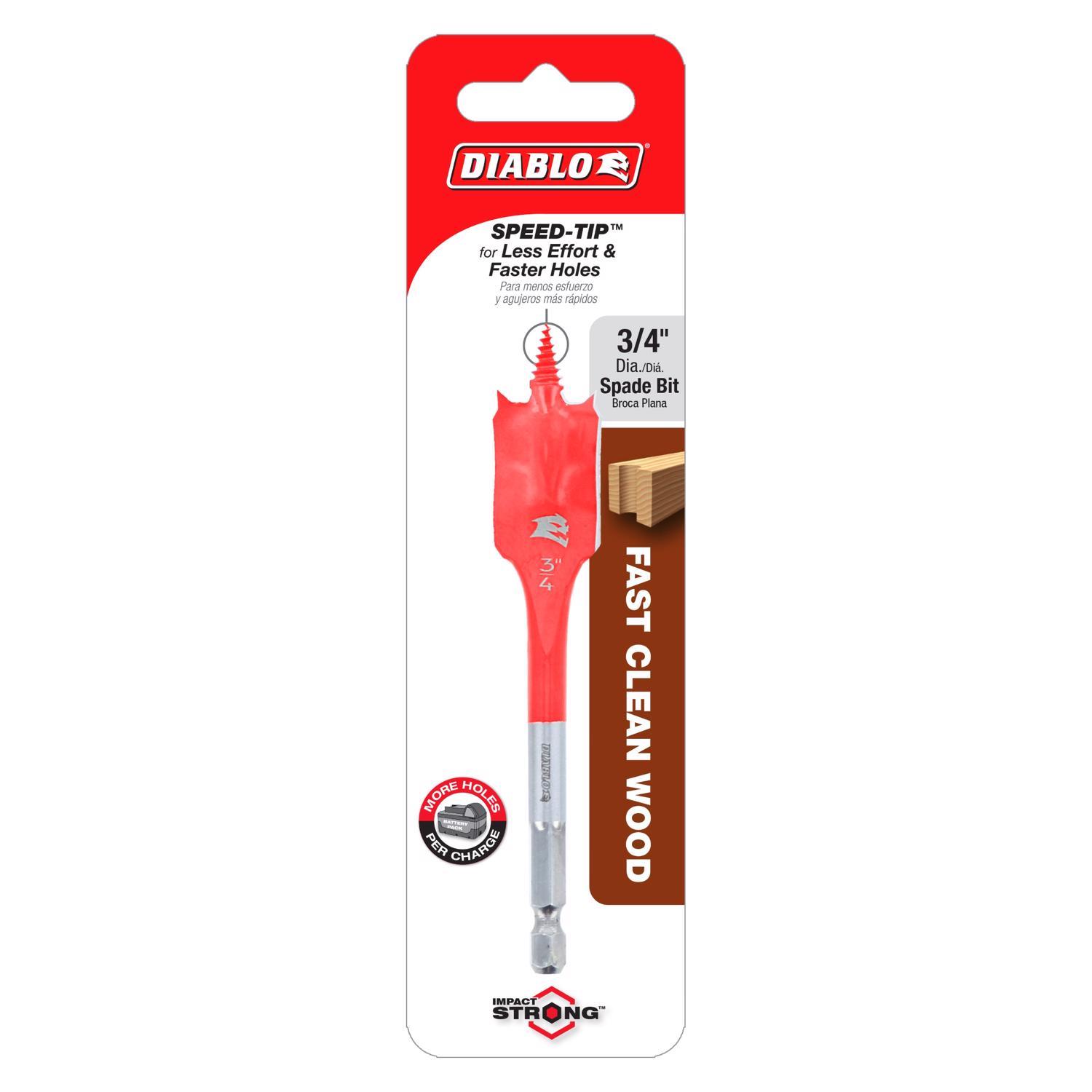 Diablo 3/4 in. X 4 in. L High Speed Steel Clean Wood Spade Bit Hex Shank 1 pk