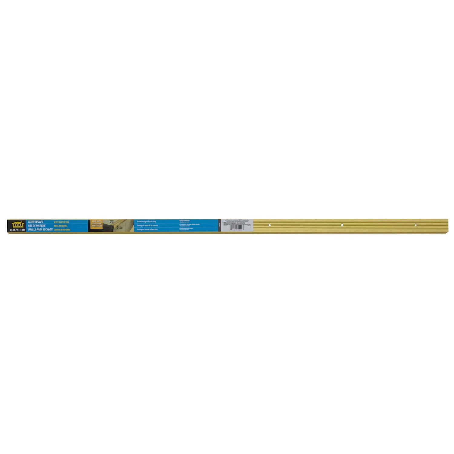 M-D Building Products 1.125 in. H X 1.28 in. W X 36 in. L Prefinished Satin Brass Aluminum Stair Edg