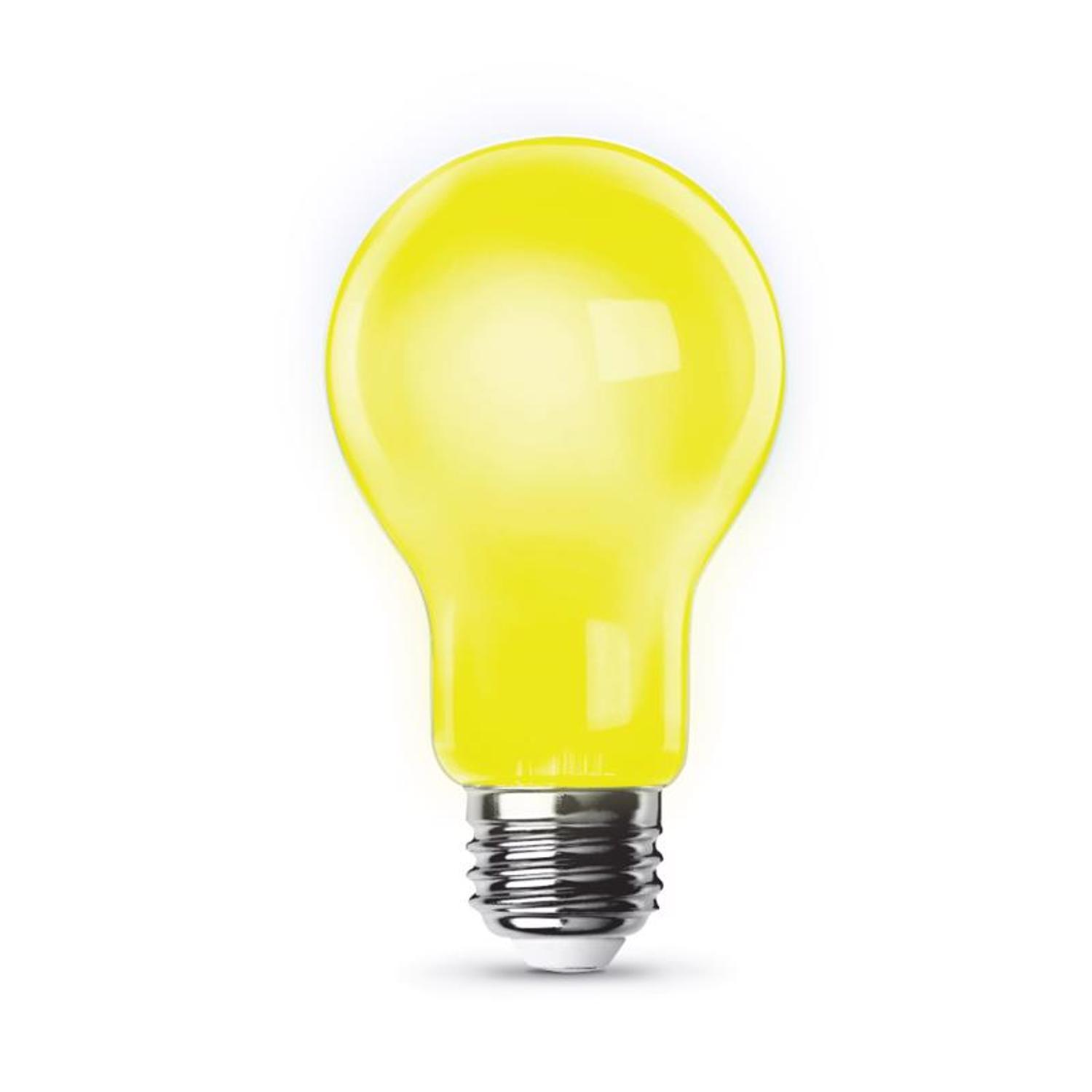 Feit A19 E26 (Medium) LED Bug Light Yellow 60 Watt Equivalence 1 pk