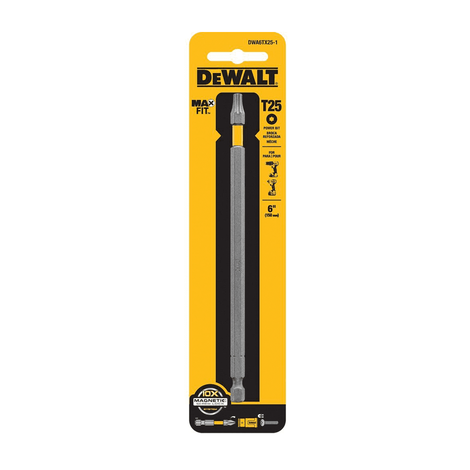 DeWalt Max Fit Torx T25 X 6 in. L Power Bit S2 Tool Steel 1 pc