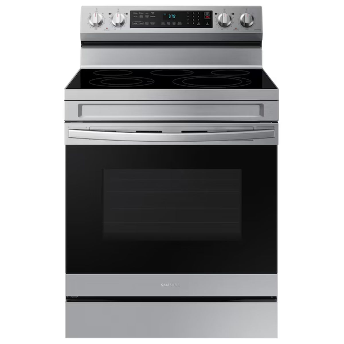 Samsung 30-in Glass Top 5 burners 6.3-cu ft Air Fry Convection Oven Freestanding Electric Range