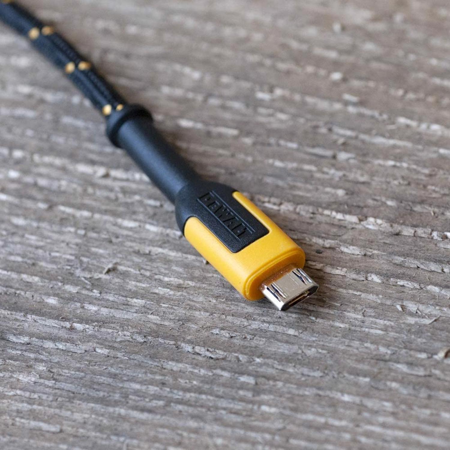 DeWalt Micro to USB Cable 6 ft. Black/Yellow