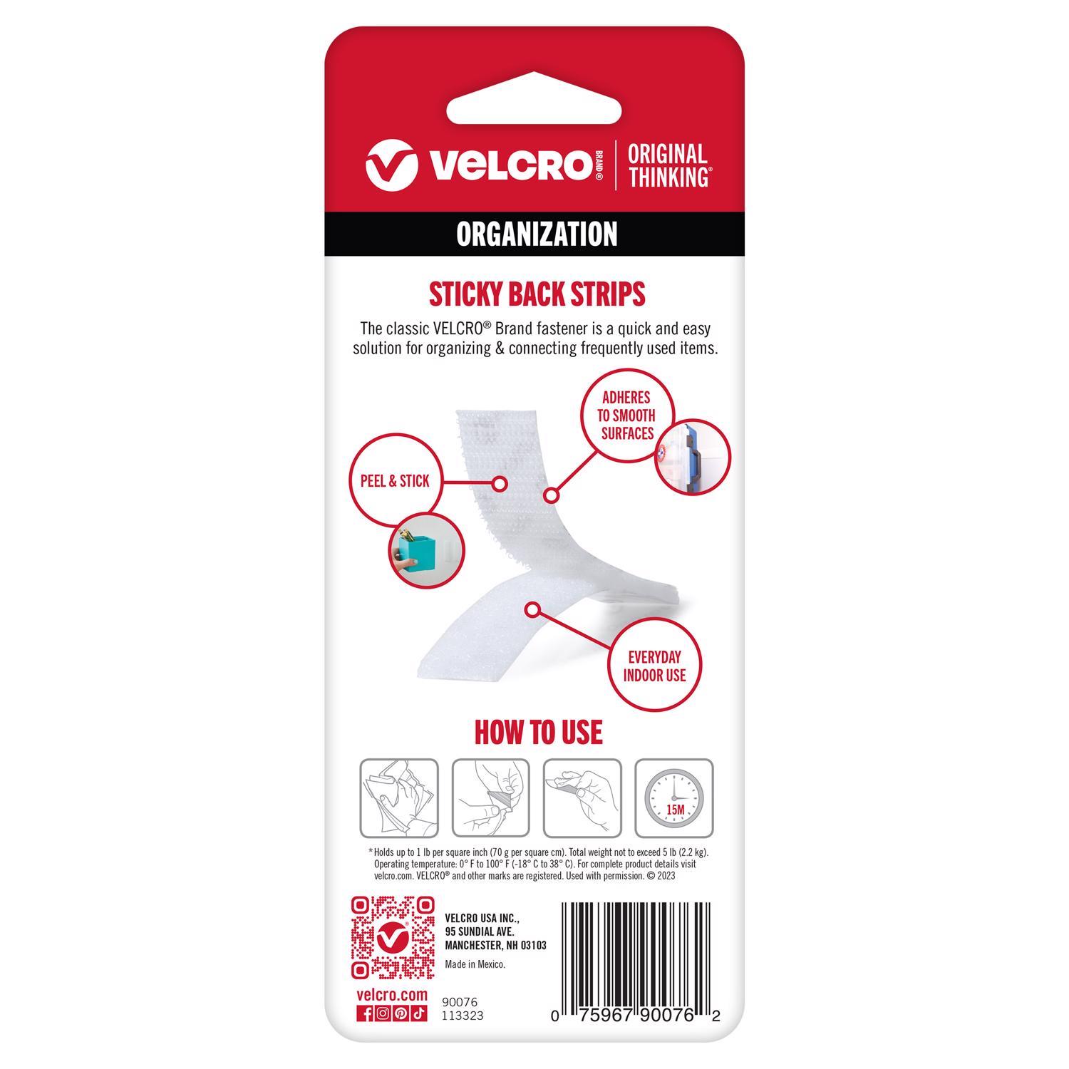 VELCRO Brand Sticky Back Small/Medium Nylon Hook and Loop Fastener 3-1/2 in. L 4 pk