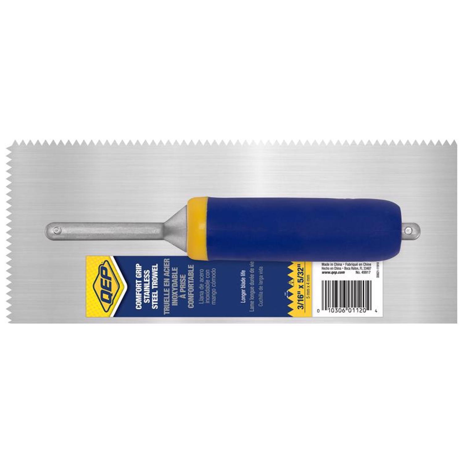 QEP 11 in. W X 4-1/2 in. L Stainless Steel V Notched Trowel