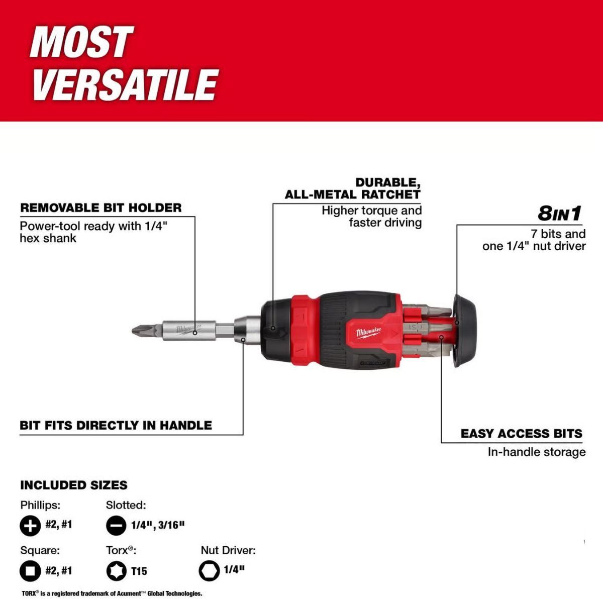 Milwaukee 14-in-1 Compact Ratcheting Screwdriver Set 2 Pieces