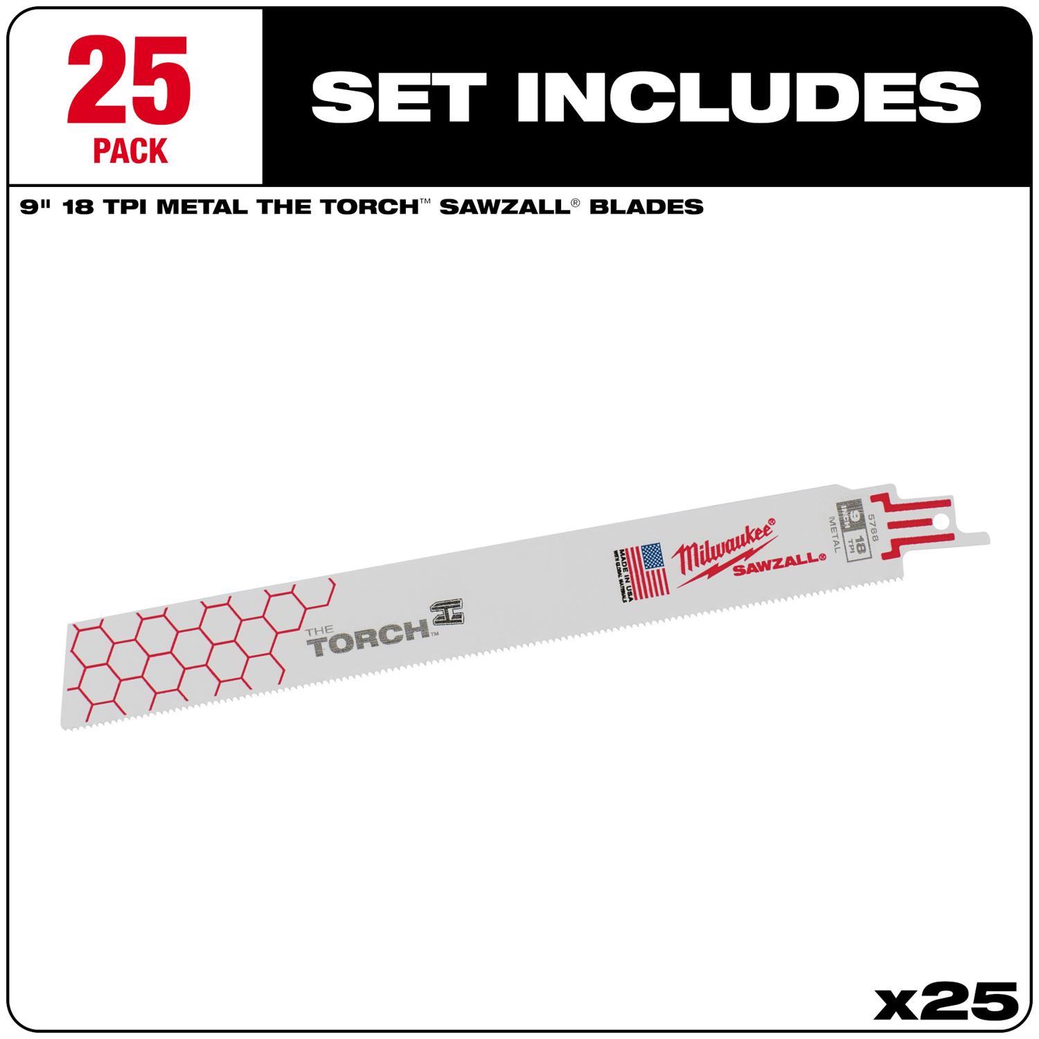 Milwaukee Torch 9 in. Bi-Metal Blade Set 5 TPI 25 pc