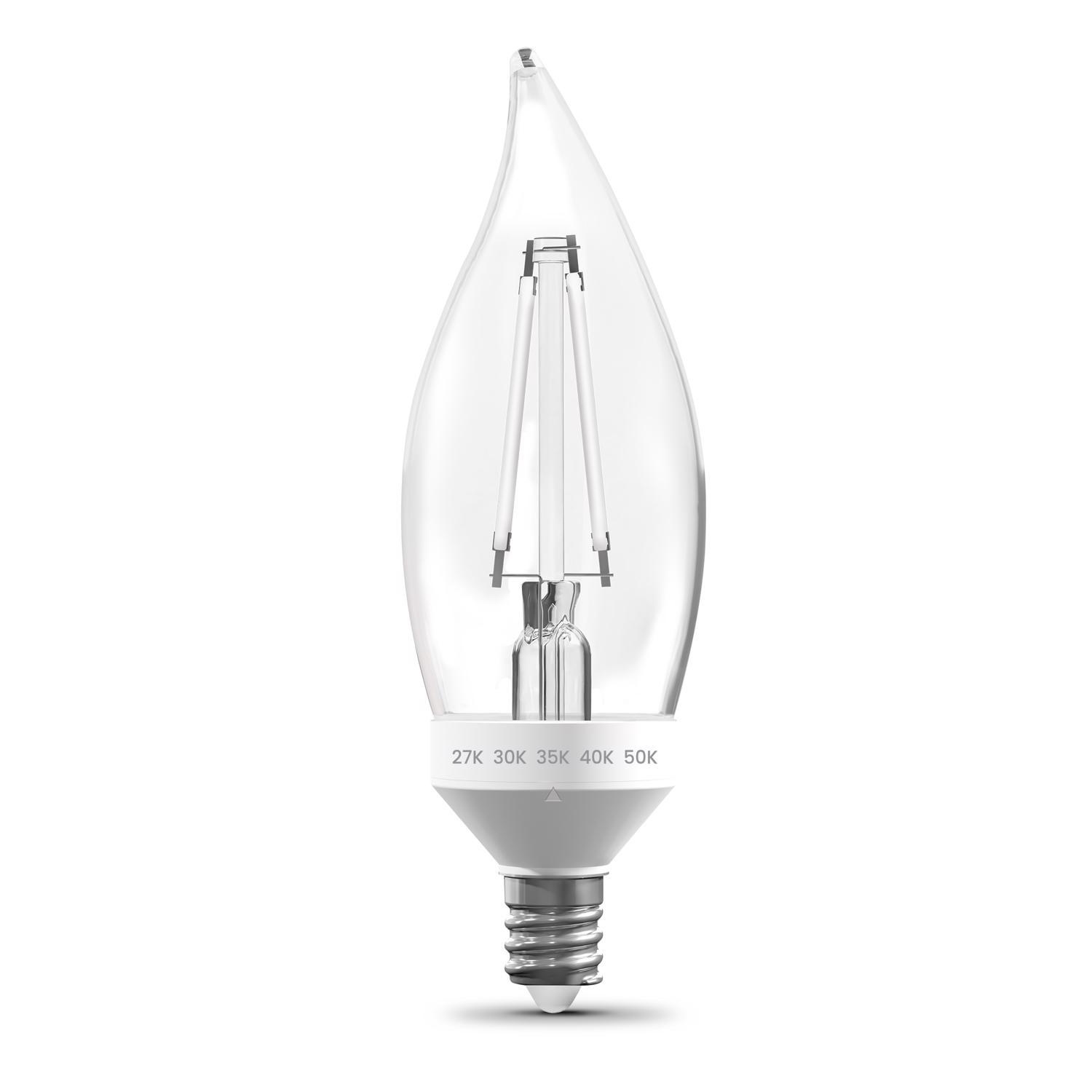 Feit BA10 E12 (Candelabra) LED Bulb Adjustable White 40 Watt Equivalence 2 Pack