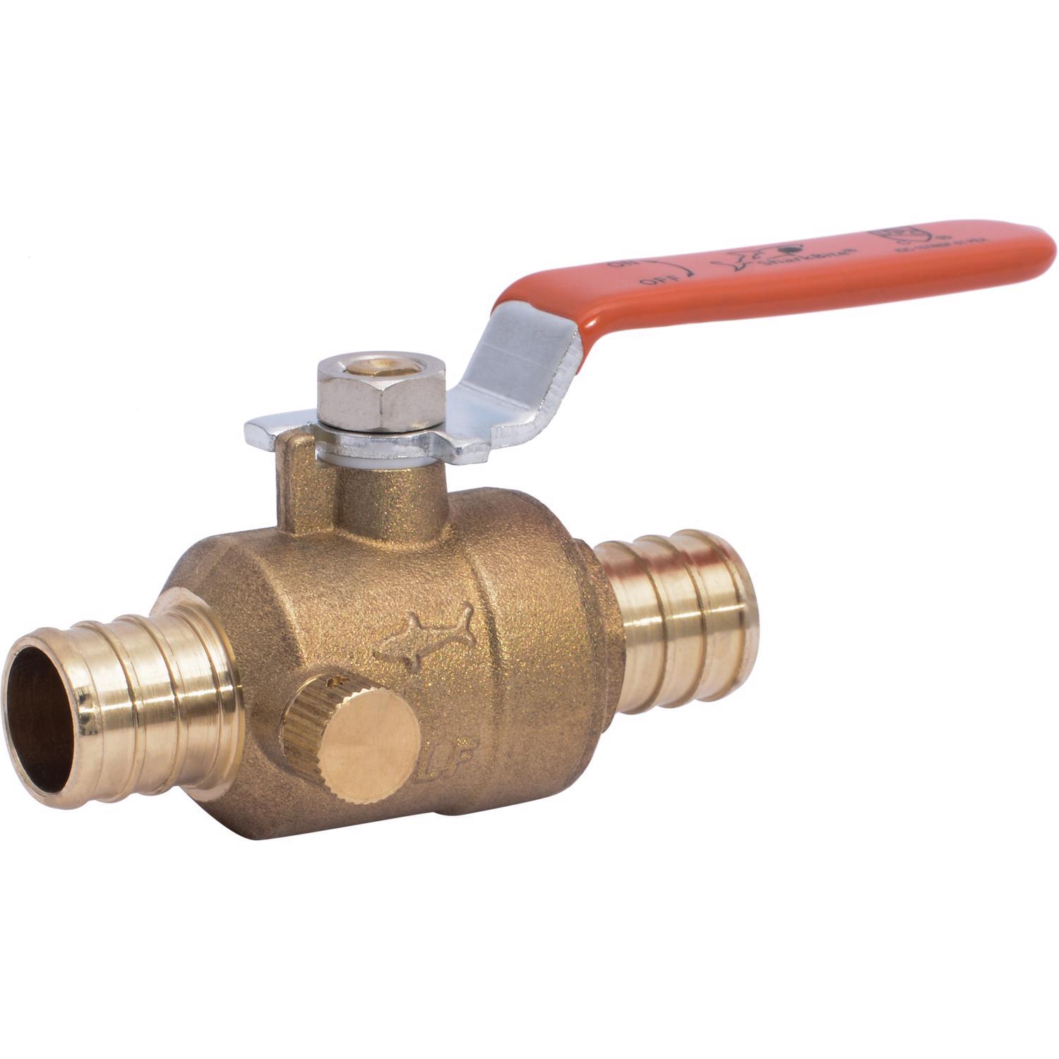 SharkBite 3/4 in. Brass Crimp Ball Valve with Drain Full Port Lever For Potable Water