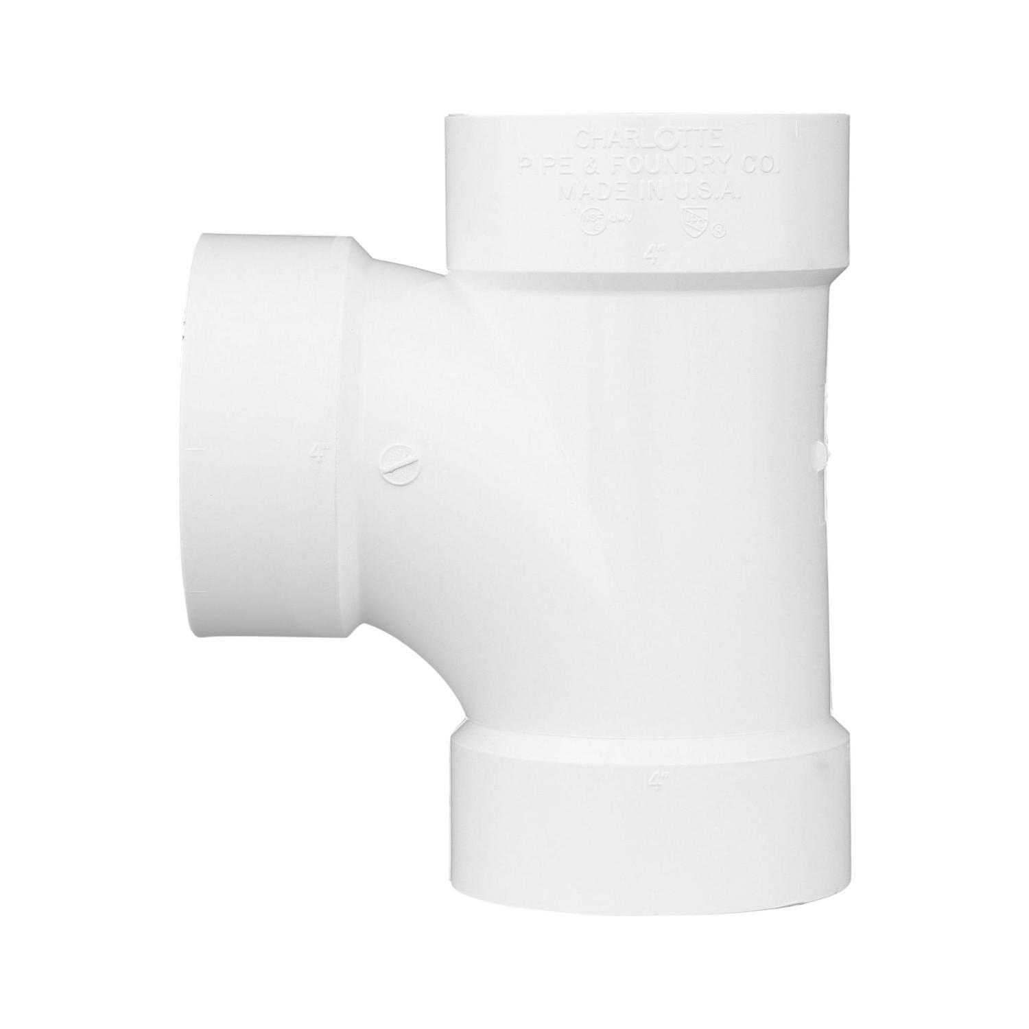 Charlotte Pipe Schedule 40 4 in. Hub X 4 in. D Hub PVC Sanitary Tee 1 pk