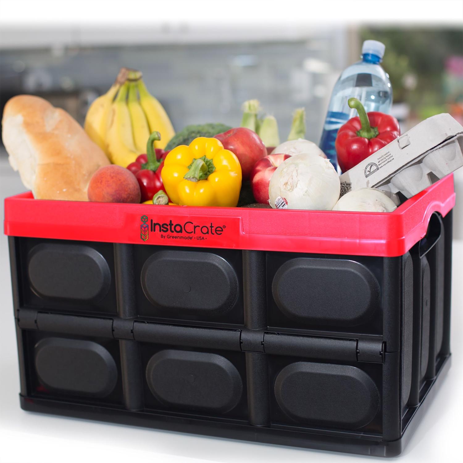 Green Made Crate Rack Greenmade InstaCrate 12 gal Black/Red Folding Crate 11.7 in. H X 14.2 ...