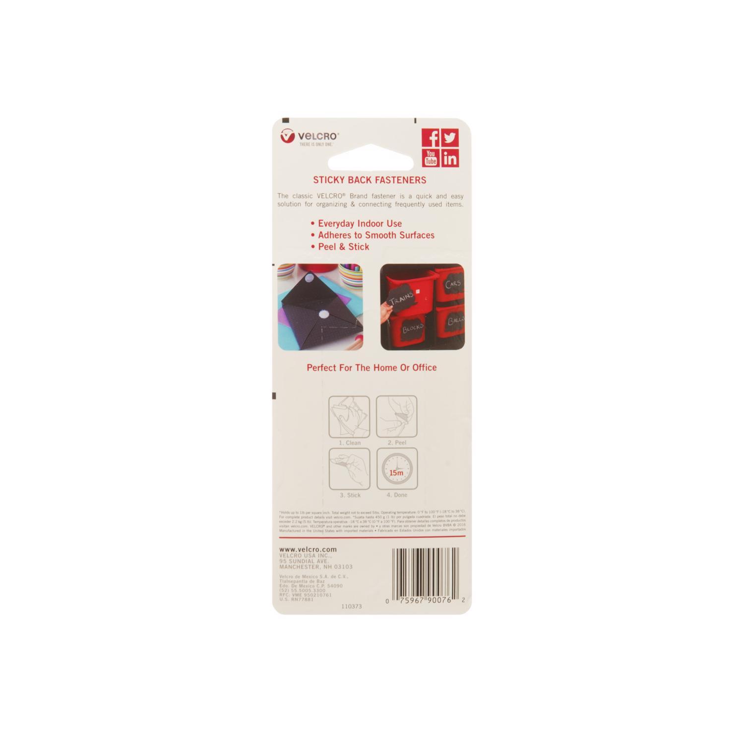 VELCRO Brand Sticky Back Small/Medium Nylon Hook and Loop Fastener 3-1/2 in. L 4 pk