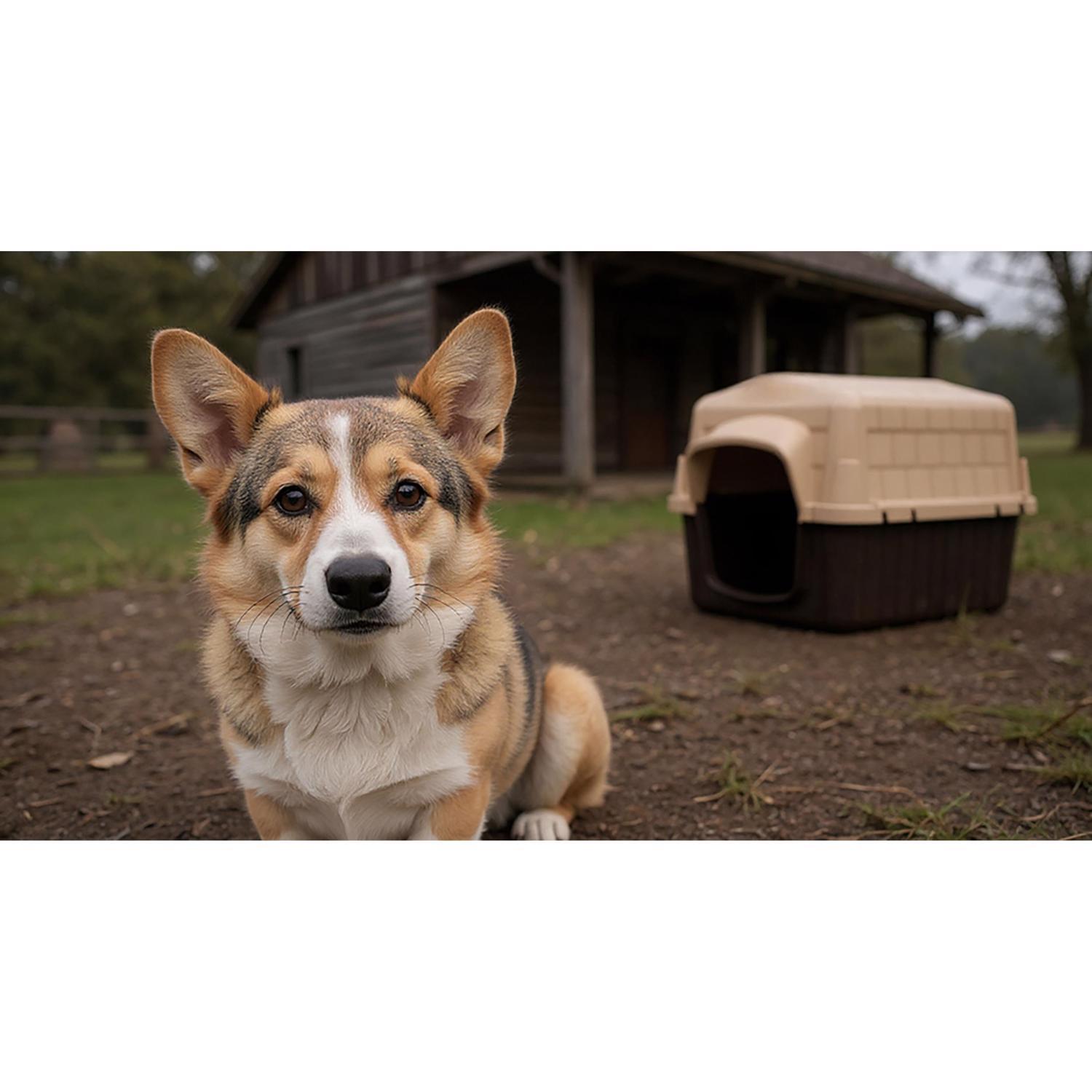 Aspen Pet Petbarn 3 Large Plastic Dog House Brown/Sand 26 in. H X 24 in. W X 32 in. D