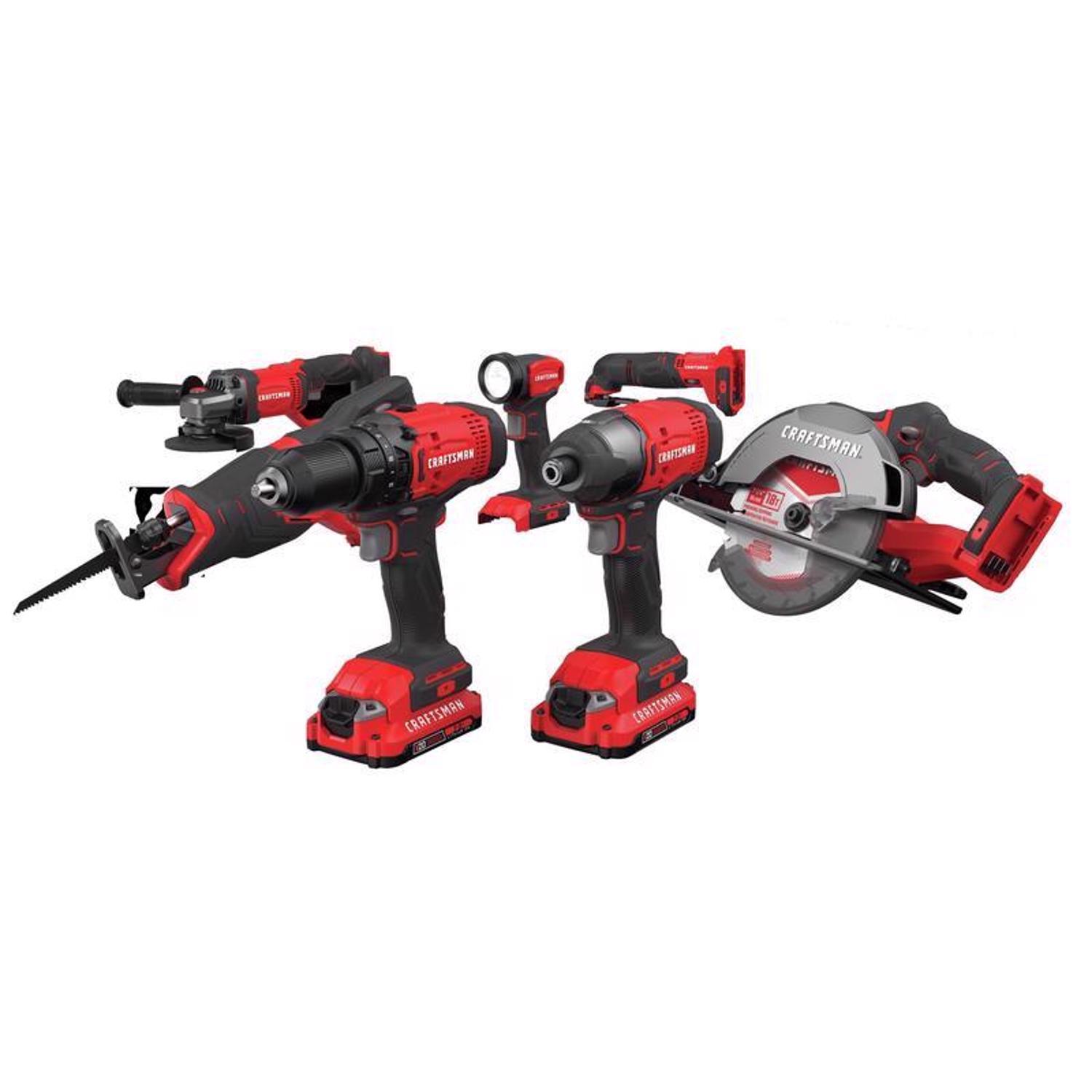 CRAFTSMAN V20 Cordless Brushed 7 Tool Combo Kit