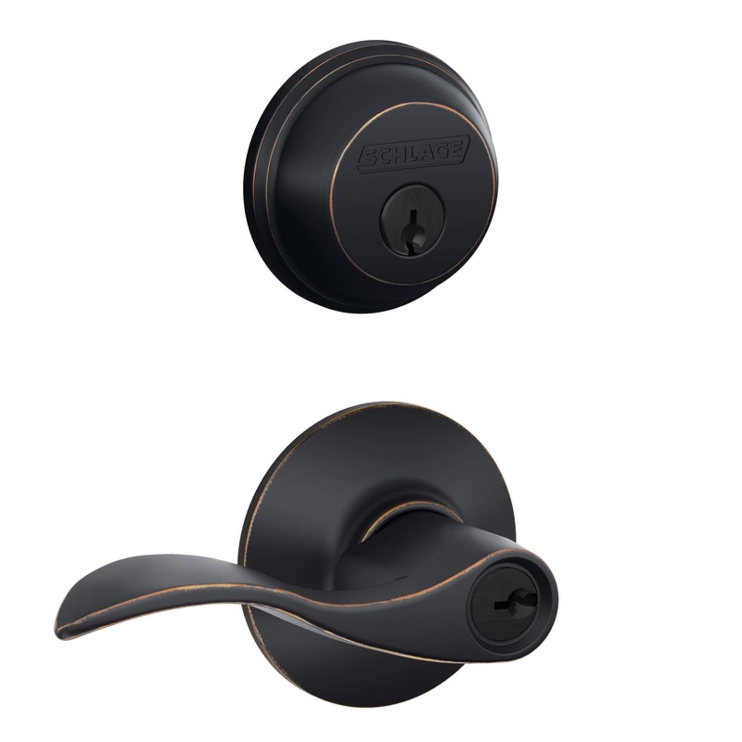 Schlage Aged Bronze Zinc Deadbolt and Entry Door Knob