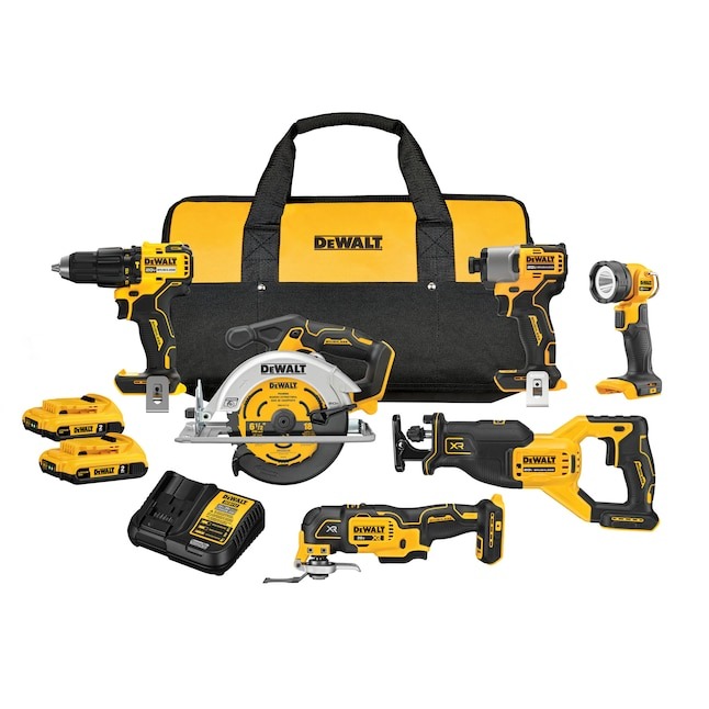 DEWALT 20V MAX 6-Tool Brushless Power Tool Combo Kit with Soft Case (2-Batteries and Charger Included)