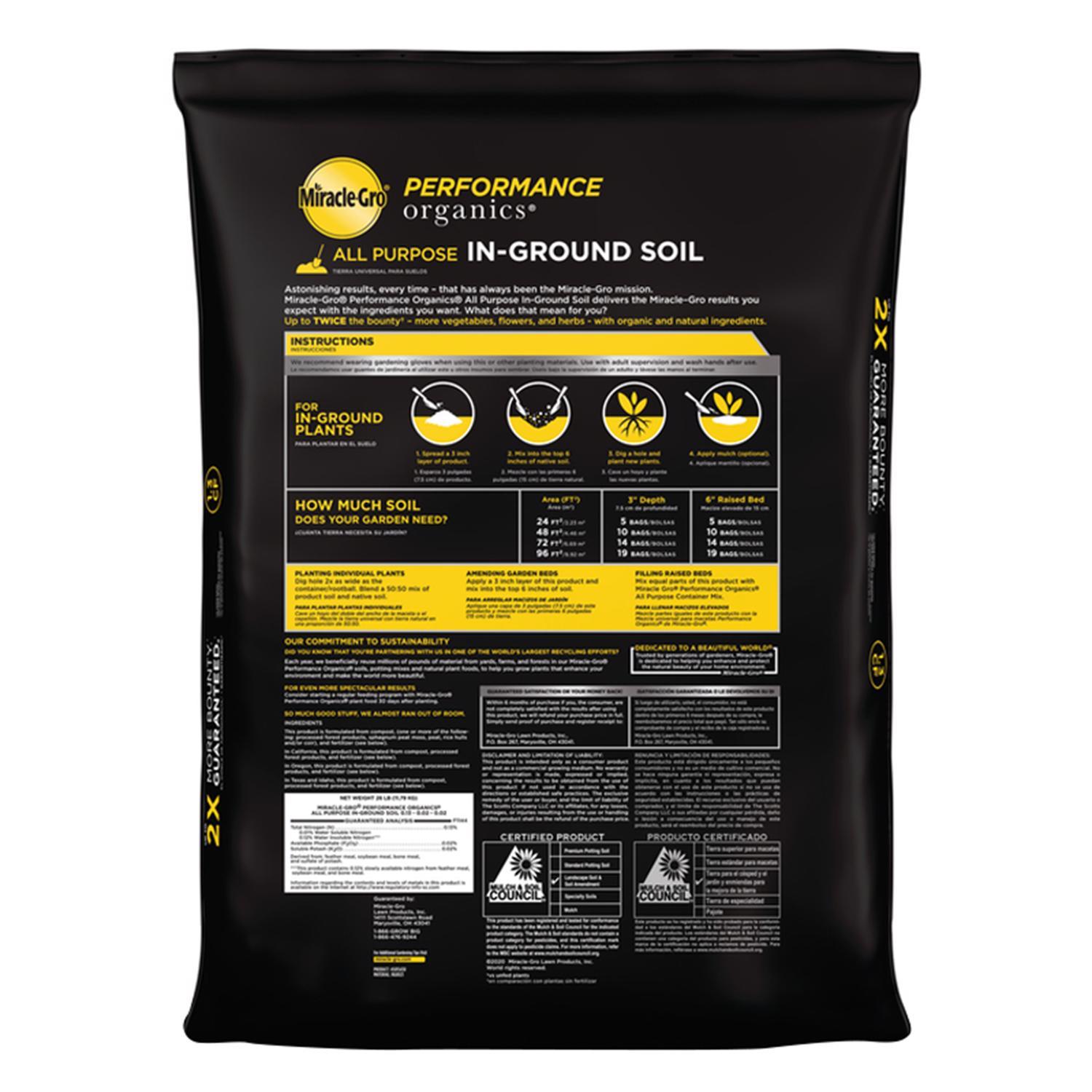 Miracle-Gro Performance Organics Organic All Purpose In-Ground Soil 1.3 cu ft