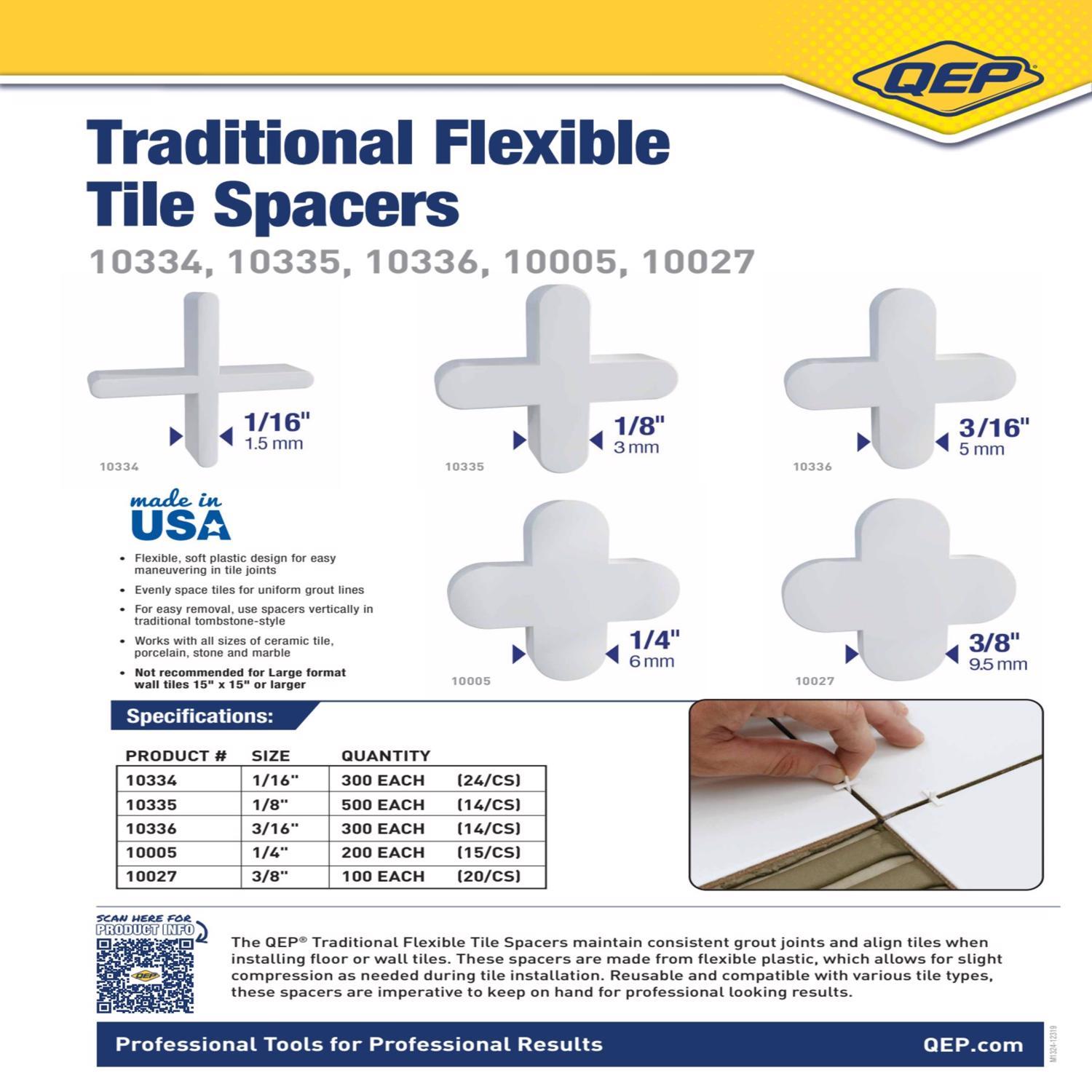 QEP.81 in. H X 0.82 in. W X.001 in. L Plastic Tile Spacer 300 pc
