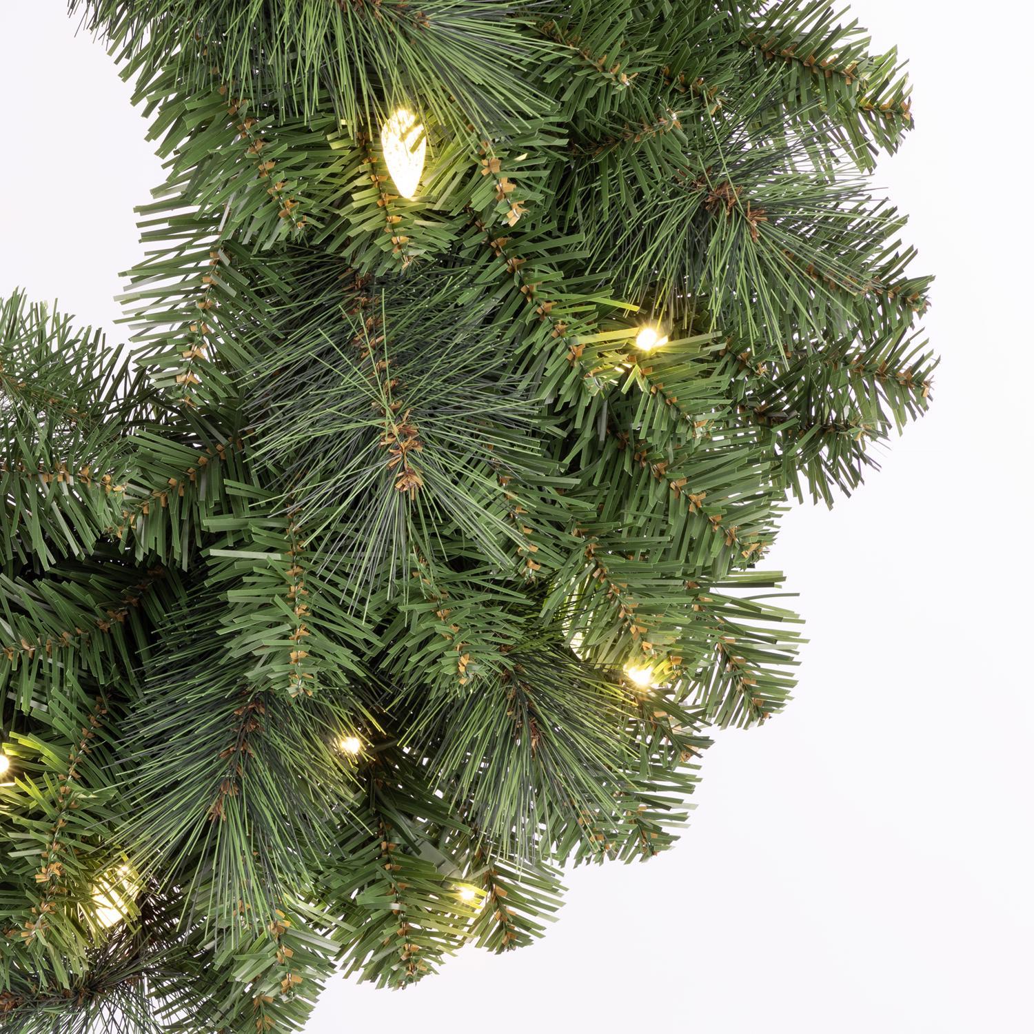 Celebrations Platinum 26 in. D LED Prelit Warm White Mixed Pine Wreath
