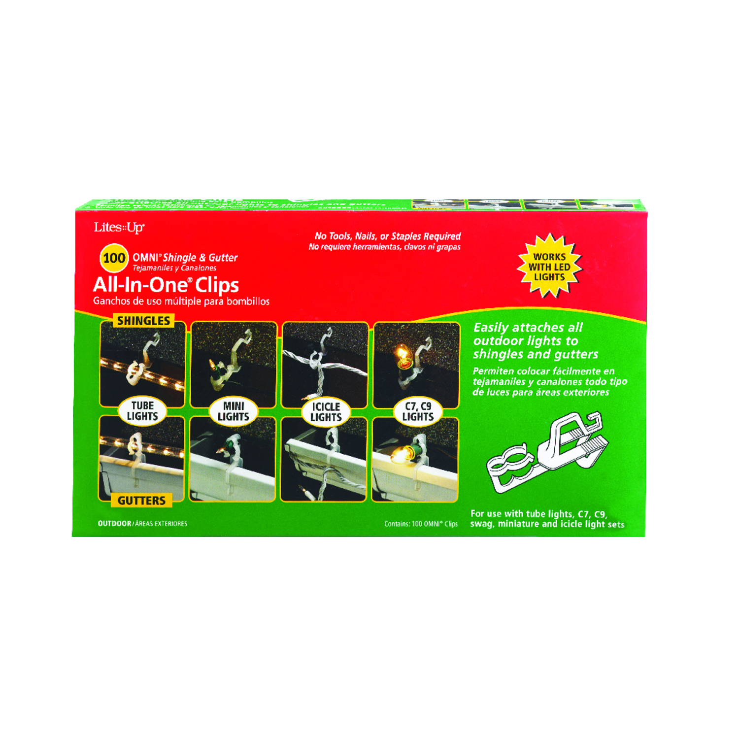 Dyno All-In-One Light Clips White Plastic 100 Pack