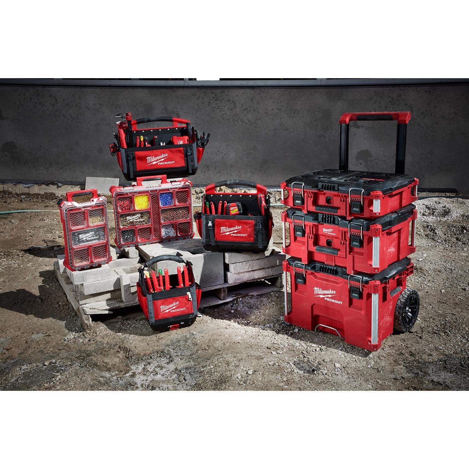 Milwaukee PACKOUT 11 in. W X 17 in. H Ballistic Polyester Tool Tote 32 pocket Black/Red 1 pc