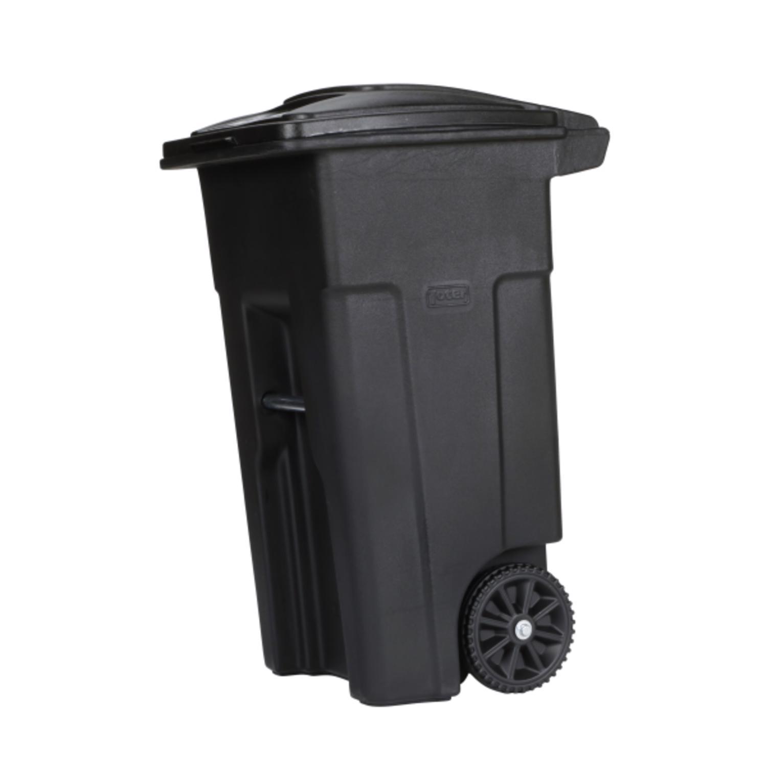 Toter 32 gal Black Polyethylene Wheeled Garbage Can Lid Included