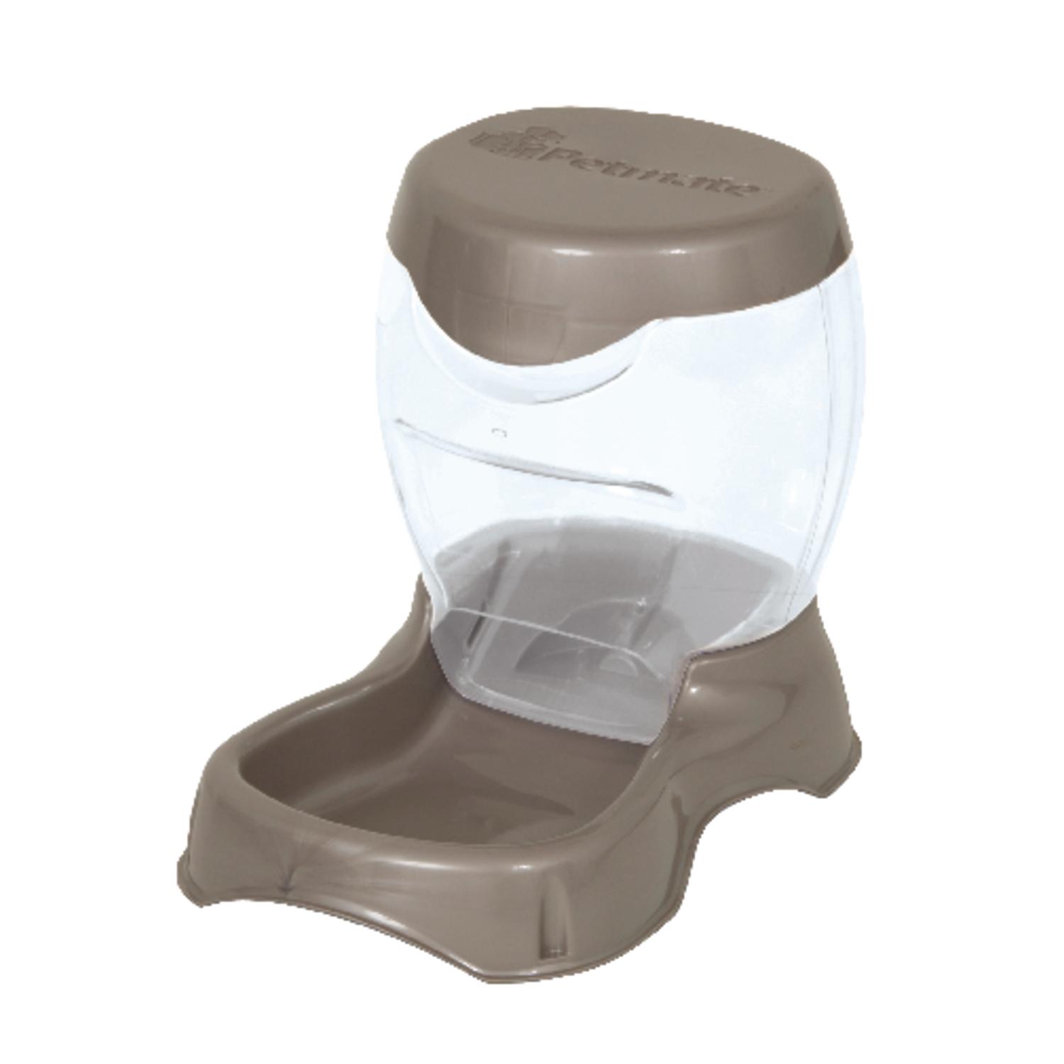 Petmate Pearl Tan Cafe PVC 3 lb Pet Gravity Feeder For All Pets