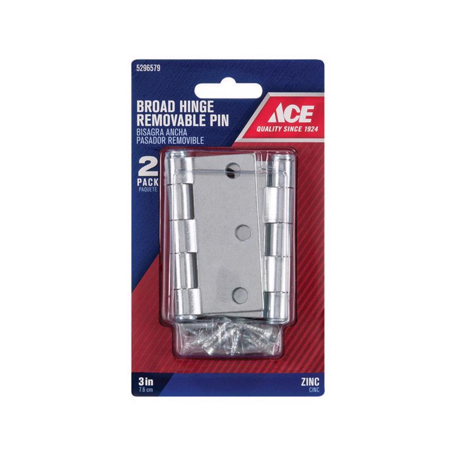 Ace 3 in. L Zinc-Plated Broad Hinge 2 pk